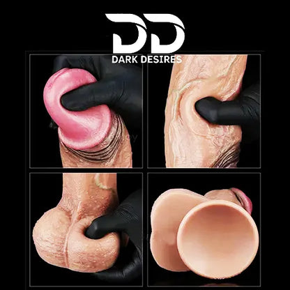 12 inch dual density strap on dildo realistic silicone dildo dark skin tone India DarkDesires