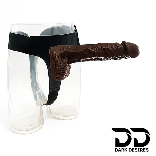 Strap-On Dildo 7 Inch Brown Adjustable Harness Silicon Dildo Realistic in India by DarkDesires