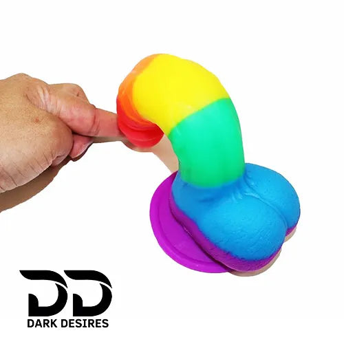 8 Inch Flexible Strap-On Rainbow Dildo with Balls - Dark Desires