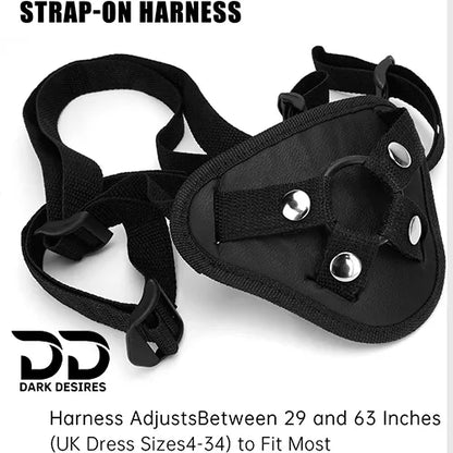 adjustable strap on harness with 8 inch dildo in India By Darkdesires