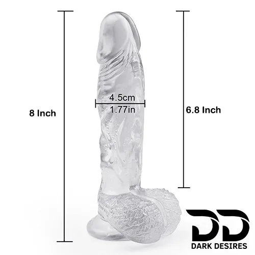 8 inch transparent soft jelly dildo with balls India by Darkdesires