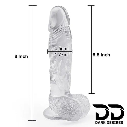 8 inch transparent soft jelly dildo with balls India by Darkdesires