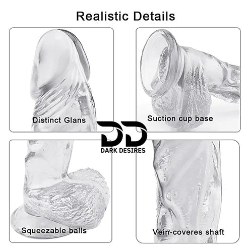 8 inch transparent soft jelly dildo with balls India by Darkdesires
