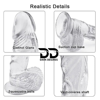 8 inch transparent soft jelly dildo with balls India by Darkdesires
