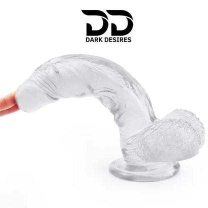 8 inch transparent soft jelly dildo with balls India by Darkdesires