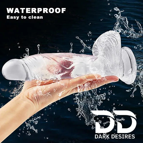 8 inch transparent soft jelly dildo with balls India by Darkdesires