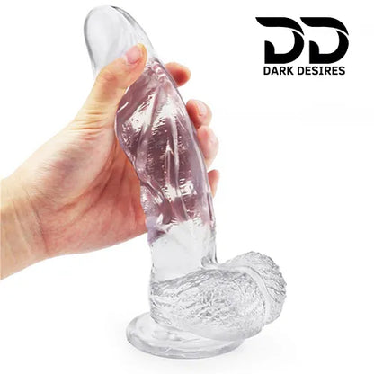 8 inch transparent soft jelly dildo with balls India by Darkdesires