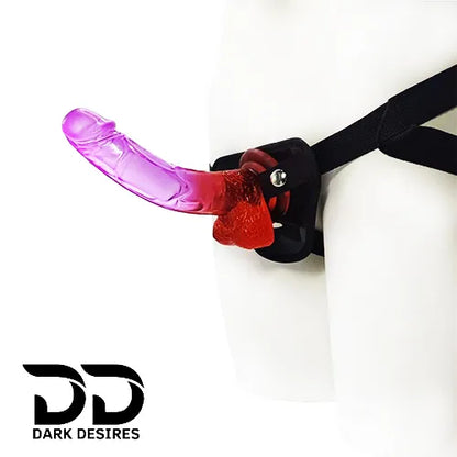 Twin Colour Mix Pink Red Jelly Strap-On Dildo with ball 9 Inch premium adjustable belt in India by DarkDesires