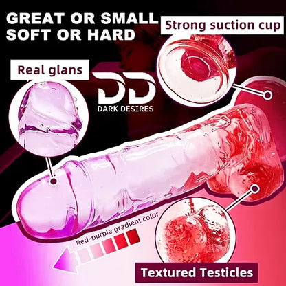 Twin Colour Mix Pink Red Jelly Strap-On Dildo with ball 9 Inch premium adjustable belt in India by DarkDesires