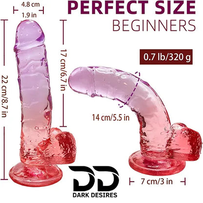 9 inch twin colour realistic silicone dildo with suction cup with Ball India by DarkDesires