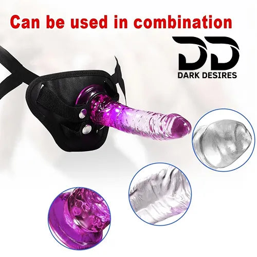 Twin Colour white Pink Jelly Strap-On Dildo without ball 8 Inch premium adjustable belt in India by DarkDesires