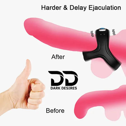 vibrating cock ring with 10 frequency settings and soft silicone design black color usb charging India DarkDesires.in