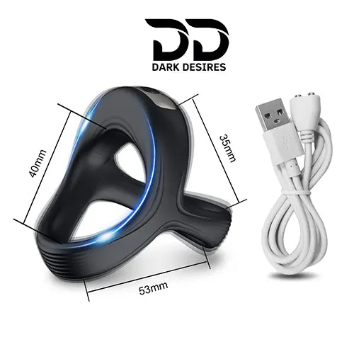 vibrating cock ring with 10 frequency settings and soft silicone design black color usb charging India DarkDesires.in
