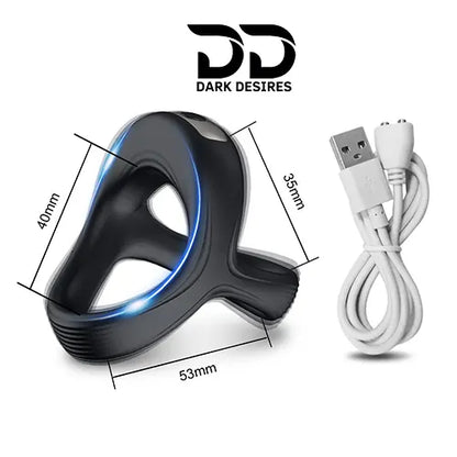 vibrating cock ring with 10 frequency settings and soft silicone design black color usb charging India DarkDesires.in