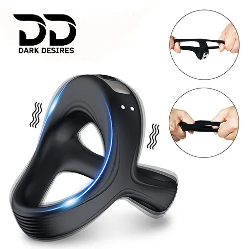 vibrating cock ring with 10 frequency settings and soft silicone design black color usb charging India DarkDesires.in