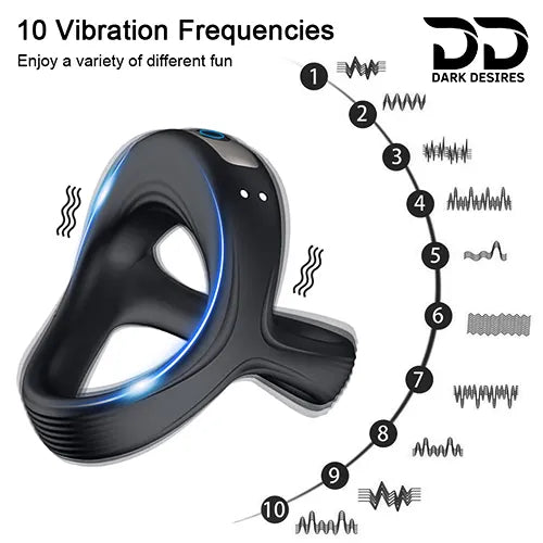 vibrating cock ring with 10 frequency settings and soft silicone design black color usb charging India DarkDesires.in