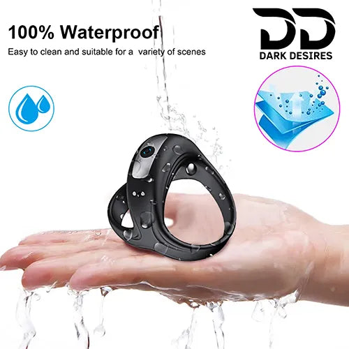 vibrating cock ring with 10 frequency settings and soft silicone design black color usb charging India DarkDesires.in