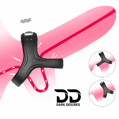 vibrating cock ring with 10 frequency settings and soft silicone design black color usb charging India DarkDesires.in