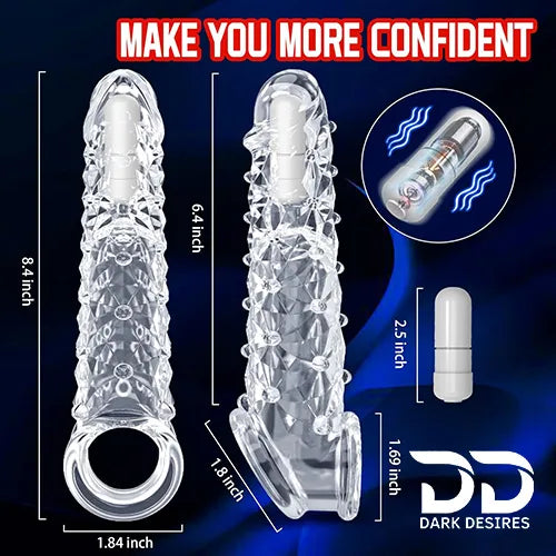 vibrating penis sleeve with cock ring Dragon Condom silicone girth enhancer penis sleeve India by DarkDesires