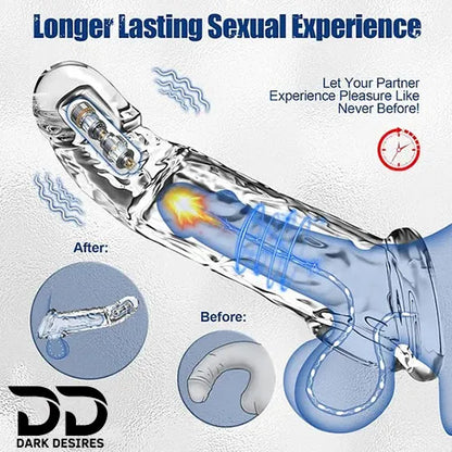 vibrating penis sleeve with cock ring Dragon Condom silicone girth enhancer penis sleeve India by DarkDesires