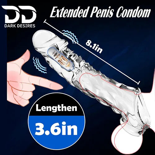 vibrating penis sleeve with cock ring Dragon Condom silicone girth enhancer penis sleeve India by DarkDesires