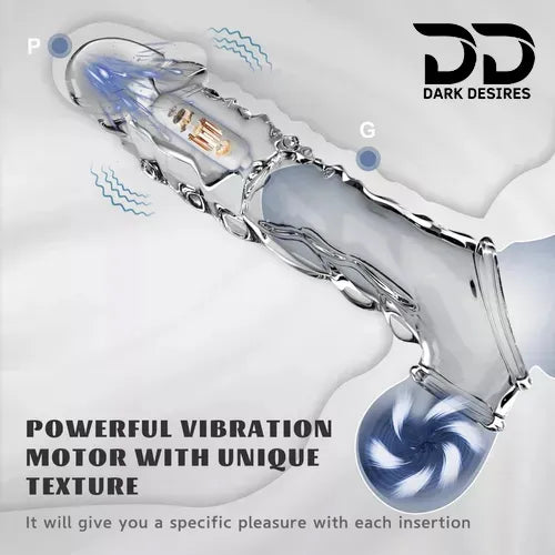 vibrating penis sleeve with cock ring Dragon Condom silicone girth enhancer penis sleeve India by DarkDesires