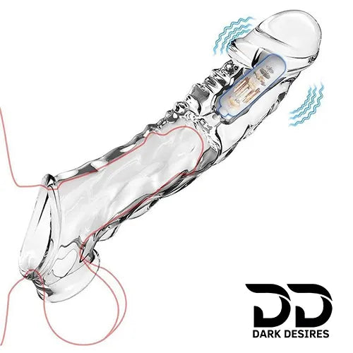 vibrating penis sleeve with cock ring Dragon Condom silicone girth enhancer penis sleeve India by DarkDesires