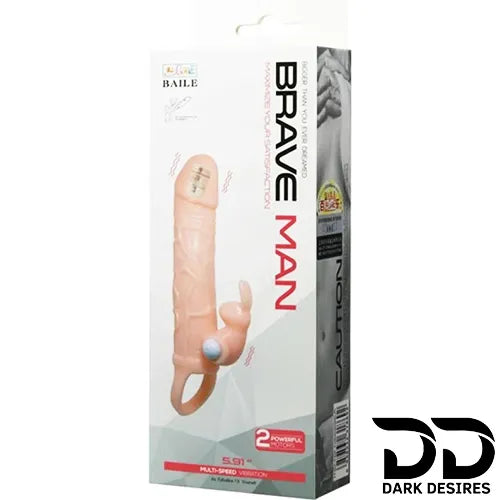 vibrating penis sleeve with rabbit stimulator vibrating Flesh tone India By DarkDesires