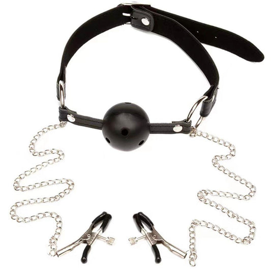 Nipple Clamp with Mouth Gag