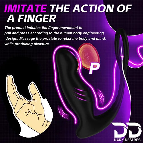Wireless Remote Control Anal Vibrator Wiggling Prostate Massager with Cock Ring Black in India By DarkDesires