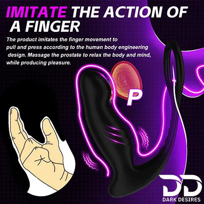 Wireless Remote Control Anal Vibrator Wiggling Prostate Massager with Cock Ring Black in India By DarkDesires