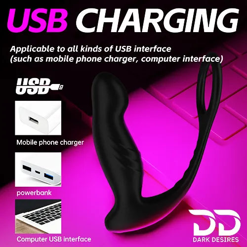 Wireless Remote Control Anal Vibrator Wiggling Prostate Massager with Cock Ring Black in India By DarkDesires