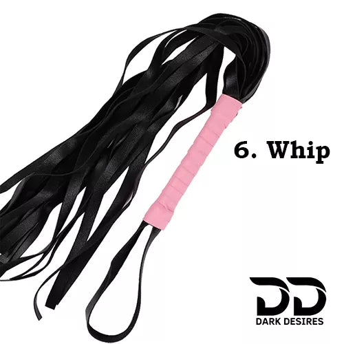 8 piece BDSM bondage kit perfect for couple mix black and pink color whip