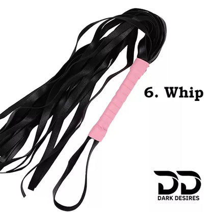 8 piece BDSM bondage kit perfect for couple mix black and pink color whip