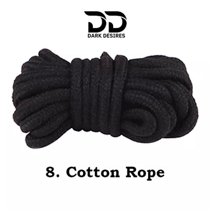 8 piece BDSM bondage kit perfect for couple mix black and pink color, cotton rope
