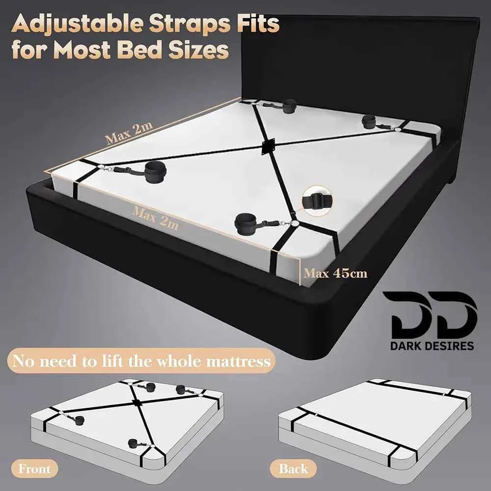 Bed Restraint Kit with Hand & Ankle Cuffs – BDSM Set