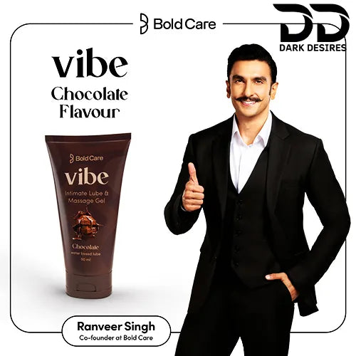  Bold Care Vibe intimate lube and massage gel in chocolate flavour. Smooth, skin-friendly, and perfect for couples India by DarkDesires.in