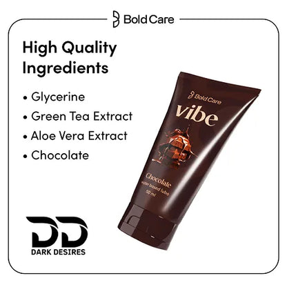  Bold Care Vibe intimate lube and massage gel in chocolate flavour. Smooth, skin-friendly, and perfect for couples India by DarkDesires.in