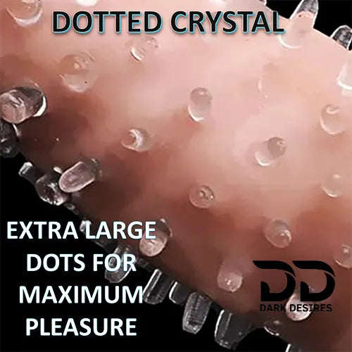 Clear crystal condom made from soft, skin-friendly silicone. Washable, reusable, and extra dotted for enhanced pleasure. Dark Desires