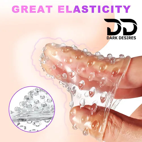 Clear crystal condom made from soft, skin-friendly silicone. Washable, reusable, and extra dotted for enhanced pleasure. Dark Desires