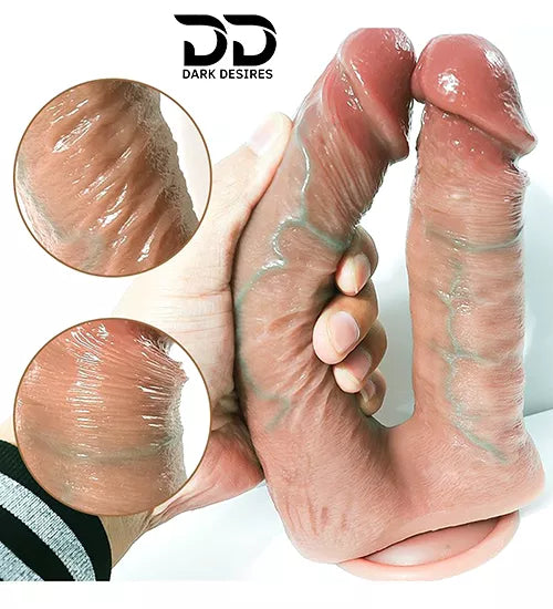 8-inch double head dildo skin tone designed for simultaneous G-spot, vaginal, and anal stimulation, making it a favourite among those exploring double penetration for the first time. Buy Dildo online in India by DarkDesires