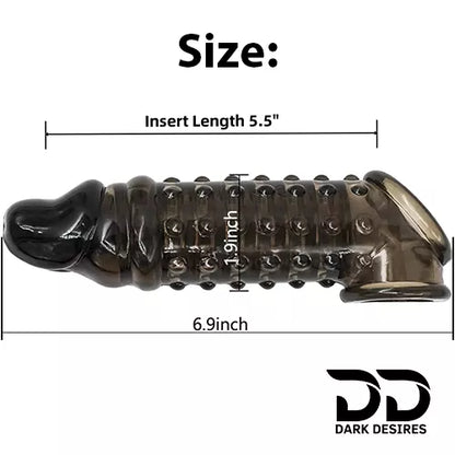 dotted double hole penis sleeve india cock sleeve with dragon condom Reusable, stretchy, and comfortable for enhanced performance black color DarkDesires