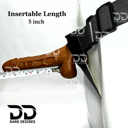 size information inseratble length 5 inch in female hollow strap-on  dildo penis sleeve extender. Adds girth and length, works pre and post-erection, harness compatible dark chocolate brown color Buy Hollow Strapon dildo in India byDarkDesires