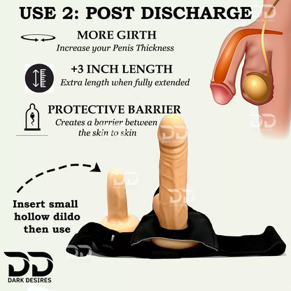hollow strapon  dildo penis sleeve extender. Adds girth and length, works pre and post-erection, harness compatible dark chocolate flesh tone color Buy Hollow Strapon dildo in India byDarkDesires