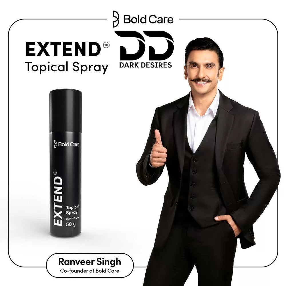 Extend delay spray for men for long lasting pleasure. Effective, fast absorbing, and easy to use for better stamina and performance black color sex toys in India by DarkDesires