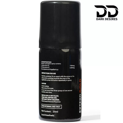 Extend Gold delay spray with lidocaine and prilocaine formula for sensitive skin. Reduces sensitivity and helps delay for longer performance black color Buy Sex Toys in India by darkDesires