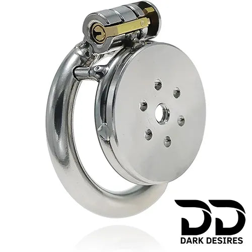 flat stainless steel chastity cage for men. cock cage Durable, secure, and comfortable for long term wear. DarkDesires.in