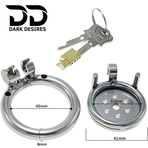 flat stainless steel chastity cage for men. cock cage Durable, secure, and comfortable for long term wear. DarkDesires.in