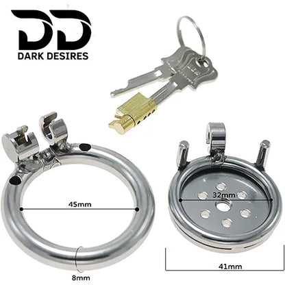 flat stainless steel chastity cage for men. cock cage Durable, secure, and comfortable for long term wear. DarkDesires.in