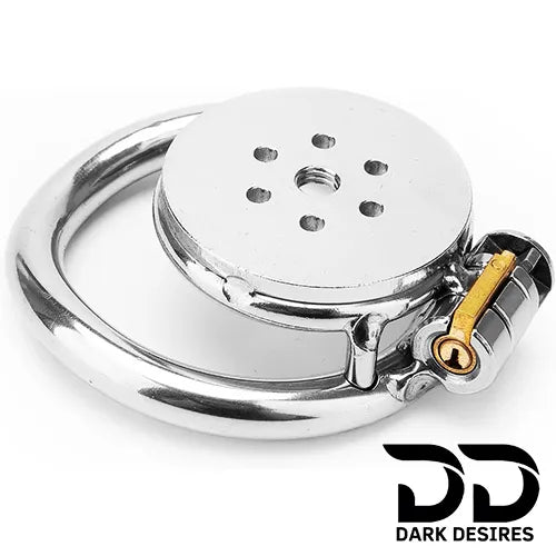 flat stainless steel chastity cage for men. cock cage Durable, secure, and comfortable for long term wear. DarkDesires.in